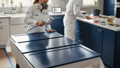 Newton, MA cabinet painting service by professional painters for durable, updated kitchen cabinets