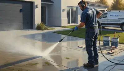 Newton, MA concrete pressure cleaning for driveways, patios, and walkways by Newton Paint Pros