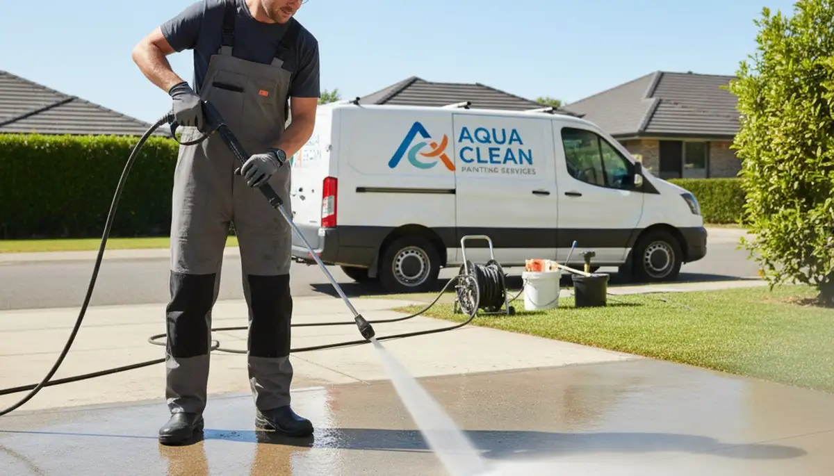 Newton, MA concrete pressure cleaning for driveways, patios, and walkways by Newton Paint Pros
