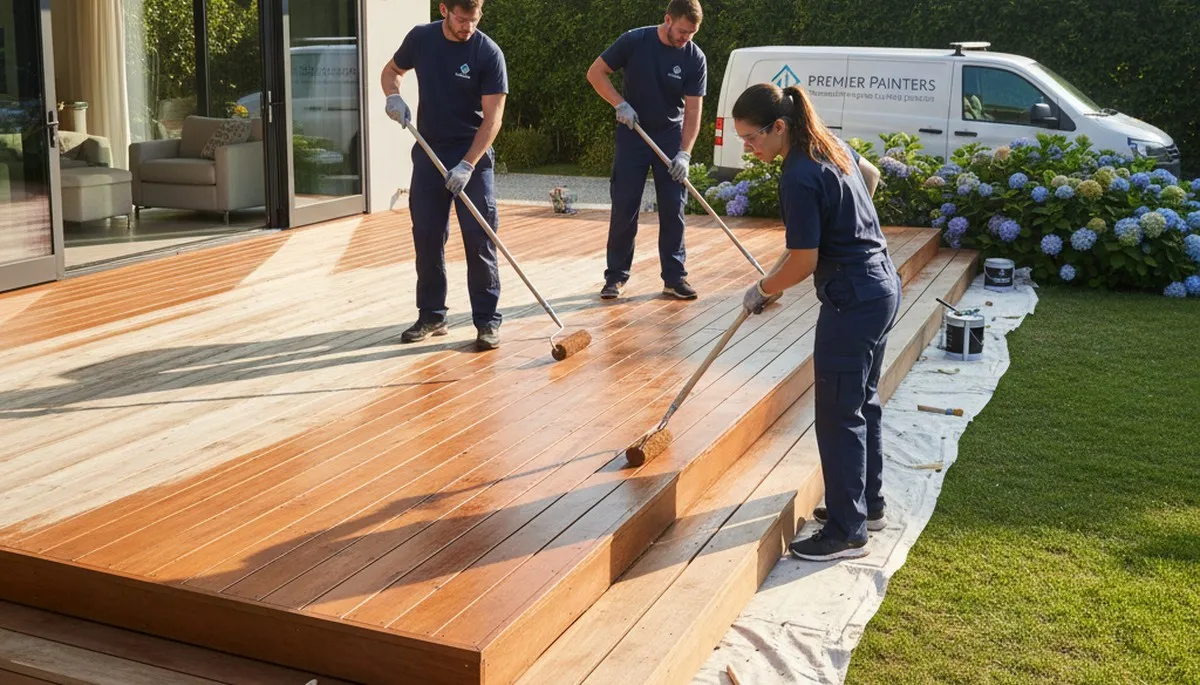 Deck painting service in Newton, MA protecting wood from moisture and sun damage