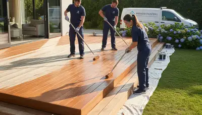 Deck painting service in Newton, MA protecting wood from moisture and sun damage
