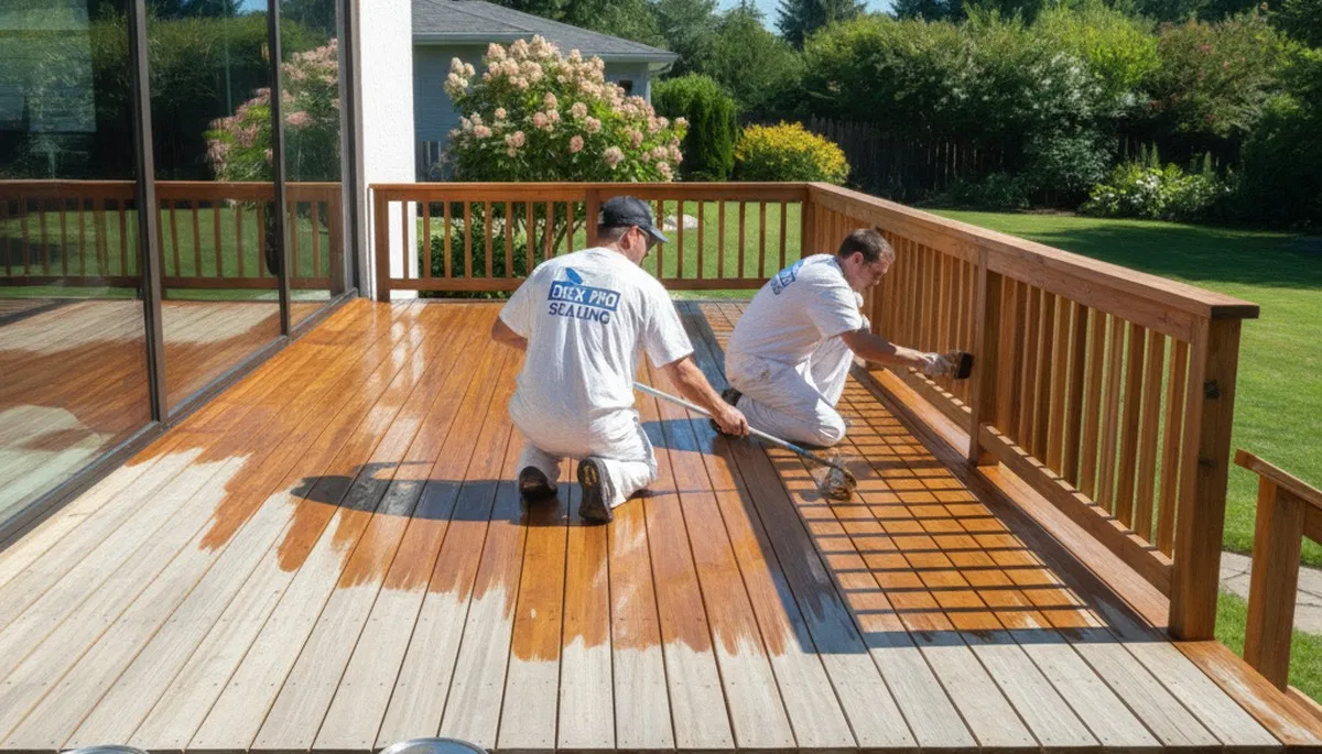 Newton, MA deck sealing service protects wood decks from moisture and UV damage