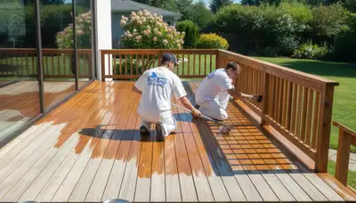 Newton, MA deck sealing service protects wood decks from moisture and UV damage