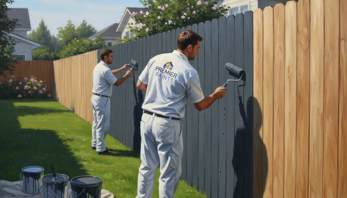 Fence painting service in Newton, MA protecting a wood fence from weather damage