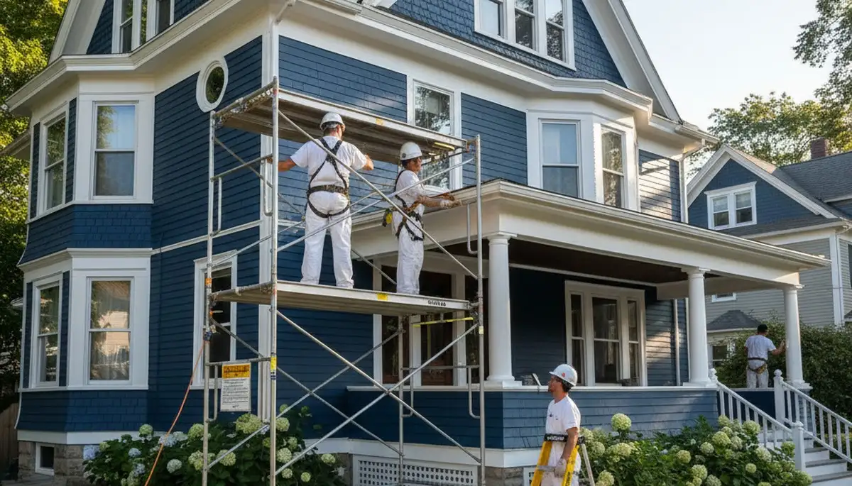 Painting crew in Newton, MA providing professional interior and exterior house painting services