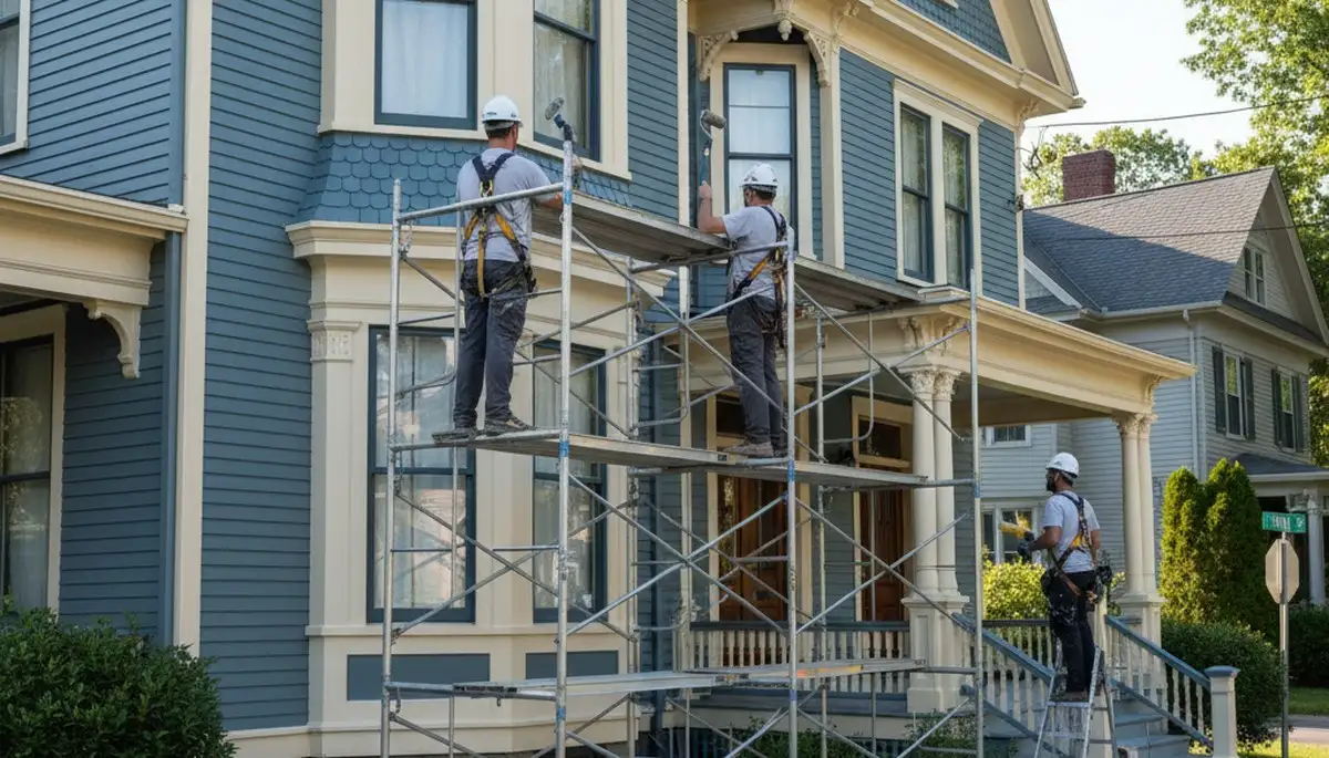 Painter team serving Newton, MA on a professional painting service project
