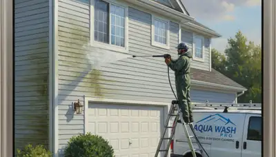 Vinyl siding pressure cleaning in Newton, MA for a home exterior by Newton Paint Pros