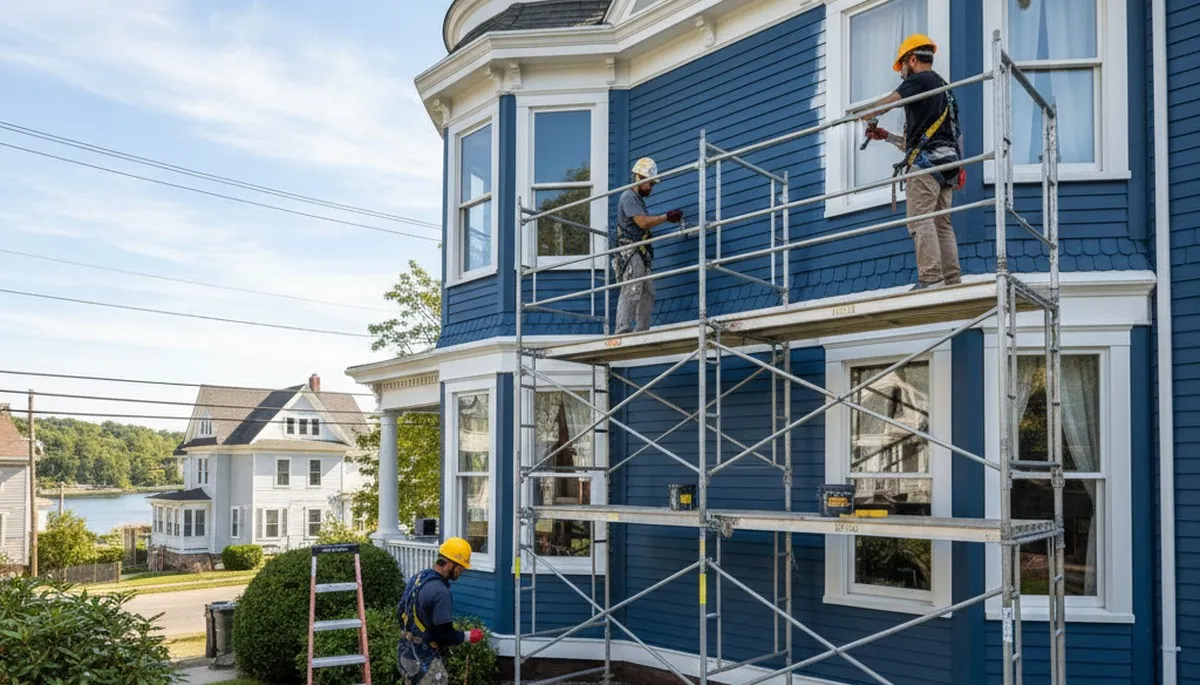 Painting crew working in Newton, MA for professional house painting services