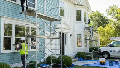 Painter's storefront in Newton, MA showcasing professional residential painting services