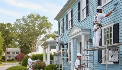 Painting crew providing house painting services in Newton, MA